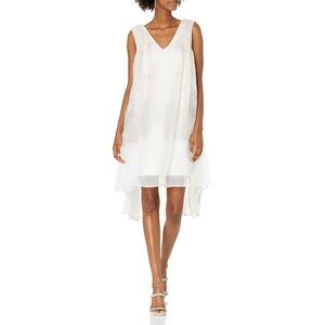 Making The Cut Graphical White Pink‎ Sheer Overlay Modern Shift Dress Women XS